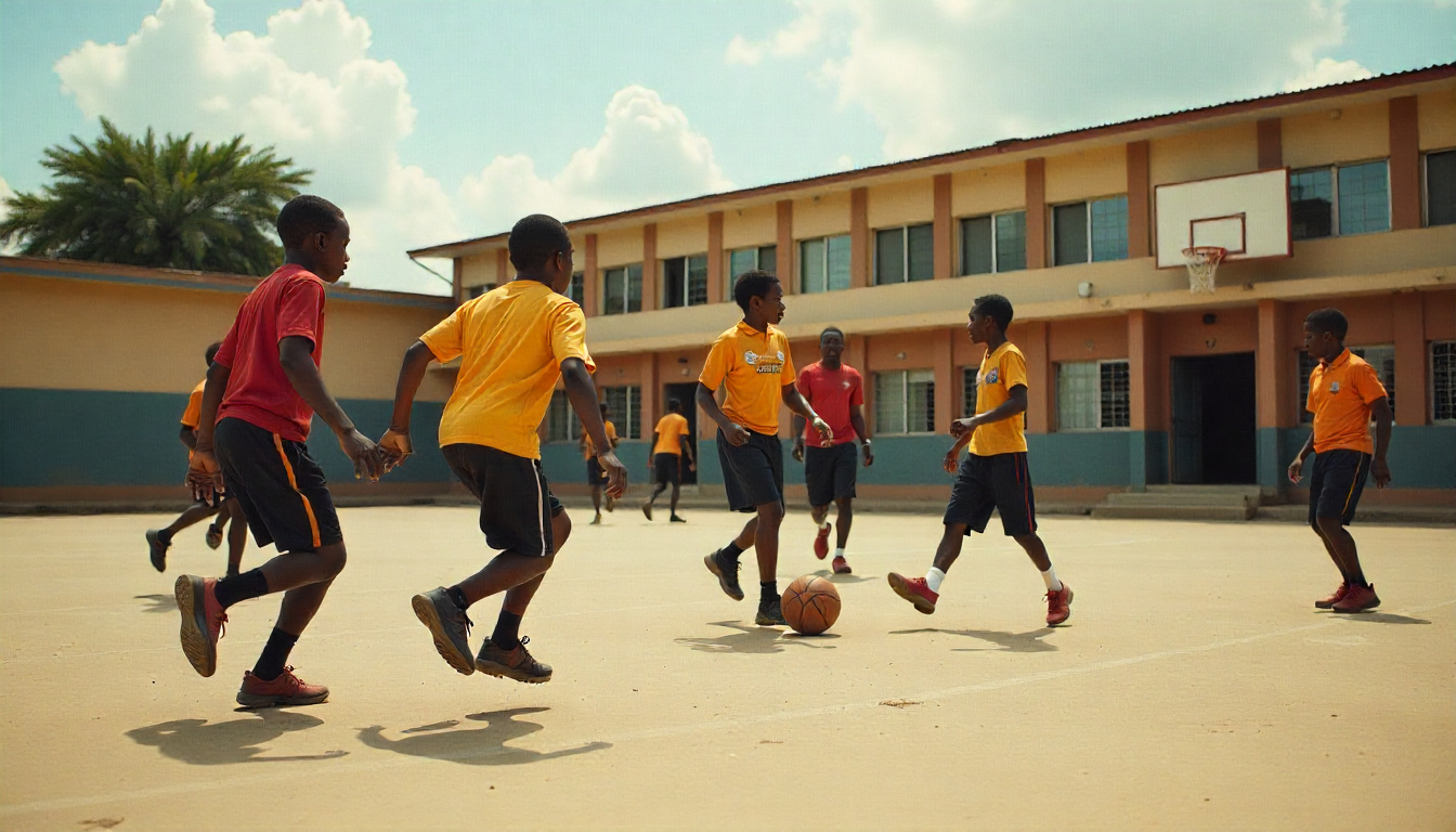 Students participating in school sports